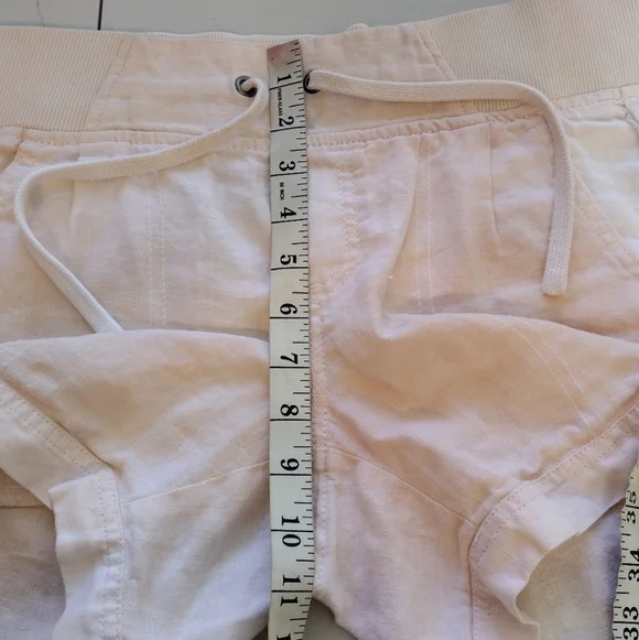 Athleta Women's 100% Linen Peach White Shorts - Picture 11 of 14